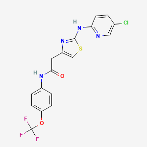 molecular formula C17H12ClF3N4O2S B2507903 2-(2-((5-氯吡啶-2-基)氨基)噻唑-4-基)-N-(4-(三氟甲氧基)苯基)乙酰胺 CAS No. 1251560-40-3