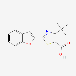 molecular formula C16H15NO3S B2507924 2-(1-Benzofuran-2-yl)-4-tert-butyl-1,3-thiazole-5-carboxylic acid CAS No. 1712797-91-5