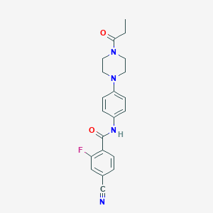 molecular formula C21H21FN4O2 B250793 4-cyano-2-fluoro-N-[4-(4-propanoylpiperazin-1-yl)phenyl]benzamide 
