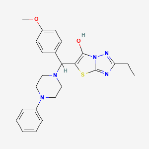 molecular formula C24H27N5O2S B2507930 2-乙基-5-((4-甲氧基苯基)(4-苯基哌嗪-1-基)甲基)噻唑并[3,2-b][1,2,4]三唑-6-醇 CAS No. 898366-61-5