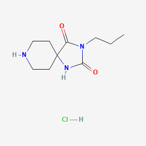 molecular formula C10H18ClN3O2 B2507936 3-丙基-1,3,8-三氮杂螺[4.5]癸烷-2,4-二酮;盐酸盐 CAS No. 2460749-87-3