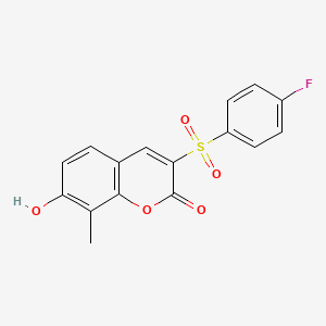 molecular formula C16H11FO5S B2507947 3-(4-Fluorophenyl)sulfonyl-7-hydroxy-8-methylchromen-2-one CAS No. 902506-95-0