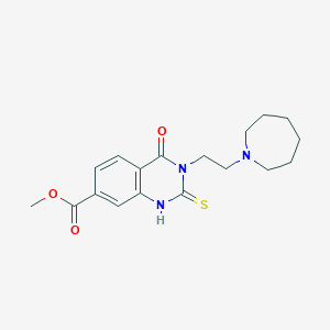 molecular formula C18H23N3O3S B2507965 3-(2-氮杂环戊基乙基)-4-氧代-2-硫代-1,2,3,4-四氢喹唑啉-7-羧酸甲酯 CAS No. 946252-82-0