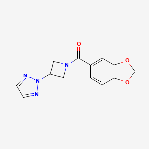 molecular formula C13H12N4O3 B2507966 (3-(2H-1,2,3-triazol-2-yl)azetidin-1-yl)(benzo[d][1,3]dioxol-5-yl)methanone CAS No. 2210053-87-3
