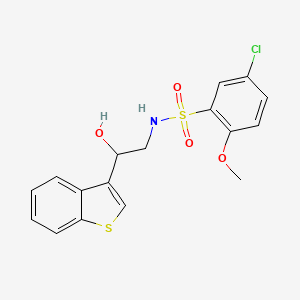 molecular formula C17H16ClNO4S2 B2507968 N-(2-(benzo[b]thiophen-3-yl)-2-hydroxyethyl)-5-chloro-2-methoxybenzenesulfonamide CAS No. 2034594-14-2