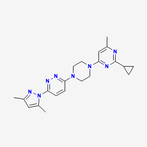 molecular formula C21H26N8 B2507975 2-Cyclopropyl-4-[4-[6-(3,5-dimethylpyrazol-1-yl)pyridazin-3-yl]piperazin-1-yl]-6-methylpyrimidine CAS No. 2415501-94-7