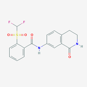 molecular formula C17H14F2N2O4S B2507979 2-((difluoromethyl)sulfonyl)-N-(1-oxo-1,2,3,4-tetrahydroisoquinolin-7-yl)benzamide CAS No. 1448054-28-1