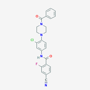 molecular formula C25H20ClFN4O2 B250798 N-[4-(4-benzoyl-1-piperazinyl)-3-chlorophenyl]-4-cyano-2-fluorobenzamide 