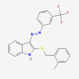 molecular formula C23H18F3N3S B2507984 2-[(2-methylbenzyl)sulfanyl]-3H-indol-3-one N-[3-(trifluoromethyl)phenyl]hydrazone CAS No. 478045-02-2
