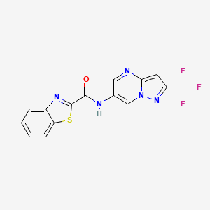 molecular formula C15H8F3N5OS B2507987 N-(2-(trifluoromethyl)pyrazolo[1,5-a]pyrimidin-6-yl)benzo[d]thiazole-2-carboxamide CAS No. 2034480-20-9