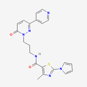 molecular formula C21H20N6O2S B2507996 4-methyl-N-(3-(6-oxo-3-(pyridin-4-yl)pyridazin-1(6H)-yl)propyl)-2-(1H-pyrrol-1-yl)thiazole-5-carboxamide CAS No. 1207046-51-2
