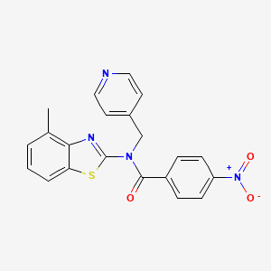 molecular formula C21H16N4O3S B2507997 N-(4-methylbenzo[d]thiazol-2-yl)-4-nitro-N-(pyridin-4-ylmethyl)benzamide CAS No. 923201-61-0