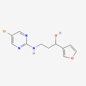 molecular formula C11H12BrN3O2 B2508014 3-[(5-Bromopyrimidin-2-yl)amino]-1-(furan-3-yl)propan-1-ol CAS No. 2379972-09-3