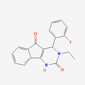 molecular formula C19H15FN2O2 B2508026 3-乙基-4-(2-氟苯基)-3,4-二氢-1H-茚并[1,2-d]嘧啶-2,5-二酮 CAS No. 861209-20-3