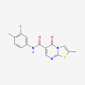molecular formula C15H12FN3O2S B2508029 N-(3-fluoro-4-methylphenyl)-2-methyl-5-oxo-5H-thiazolo[3,2-a]pyrimidine-6-carboxamide CAS No. 896341-03-0