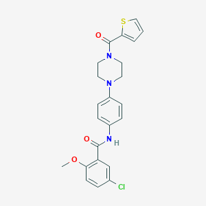 molecular formula C23H22ClN3O3S B250803 5-chloro-2-methoxy-N-{4-[4-(2-thienylcarbonyl)-1-piperazinyl]phenyl}benzamide 