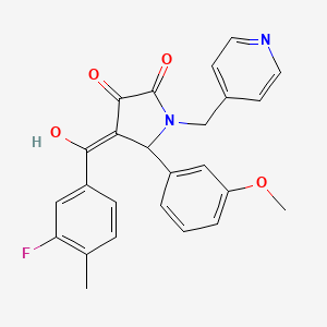 molecular formula C25H21FN2O4 B2508036 4-[(3-fluoro-4-methylphenyl)carbonyl]-3-hydroxy-5-(3-methoxyphenyl)-1-(pyridin-4-ylmethyl)-1,5-dihydro-2H-pyrrol-2-one CAS No. 865593-24-4