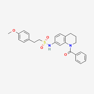 molecular formula C25H26N2O4S B2508042 N-(1-benzoyl-1,2,3,4-tetrahydroquinolin-7-yl)-2-(4-methoxyphenyl)ethanesulfonamide CAS No. 1021089-22-4