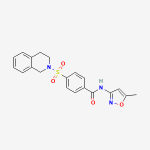 molecular formula C20H19N3O4S B2508048 4-((3,4-dihydroisoquinolin-2(1H)-yl)sulfonyl)-N-(5-methylisoxazol-3-yl)benzamide CAS No. 681236-87-3