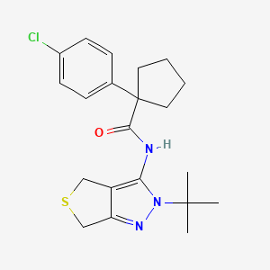 molecular formula C21H26ClN3OS B2508057 N-(2-(tert-butyl)-4,6-dihydro-2H-thieno[3,4-c]pyrazol-3-yl)-1-(4-chlorophenyl)cyclopentanecarboxamide CAS No. 450340-16-6