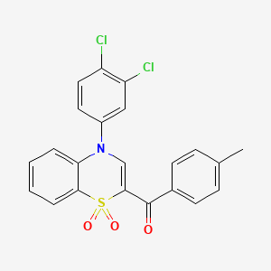 molecular formula C22H15Cl2NO3S B2508058 (4-(3,4-dichlorophenyl)-1,1-dioxido-4H-benzo[b][1,4]thiazin-2-yl)(p-tolyl)methanone CAS No. 1114886-33-7