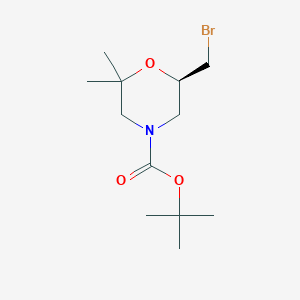 molecular formula C12H22BrNO3 B2508059 叔丁基(R)-6-(溴甲基)-2,2-二甲基吗啉-4-羧酸酯 CAS No. 2375247-89-3