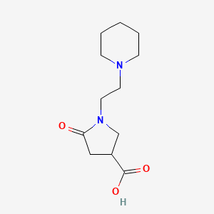 molecular formula C12H20N2O3 B2508061 5-Oxo-1-(2-piperidin-1-ylethyl)pyrrolidine-3-carboxylic acid CAS No. 407633-91-4