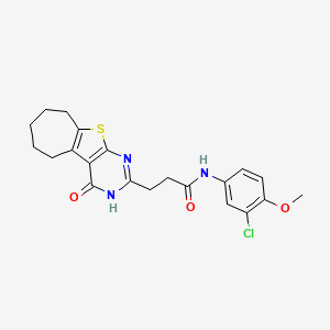 molecular formula C21H22ClN3O3S B2508063 N-(3-chloro-4-methoxyphenyl)-3-(4-oxo-3,5,6,7,8,9-hexahydro-4H-cyclohepta[4,5]thieno[2,3-d]pyrimidin-2-yl)propanamide CAS No. 950313-81-2