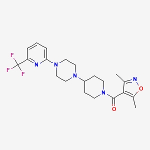 molecular formula C21H26F3N5O2 B2508064 (3,5-Dimethylisoxazol-4-yl)(4-(4-(6-(trifluoromethyl)pyridin-2-yl)piperazin-1-yl)piperidin-1-yl)methanone CAS No. 2034525-40-9