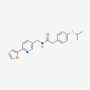 molecular formula C21H22N2O2S B2508065 N-((6-(furan-2-yl)pyridin-3-yl)methyl)-2-(4-(isopropylthio)phenyl)acetamide CAS No. 2034323-01-6