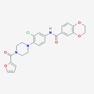 molecular formula C24H22ClN3O5 B250809 N-{3-chloro-4-[4-(2-furoyl)-1-piperazinyl]phenyl}-2,3-dihydro-1,4-benzodioxine-6-carboxamide 