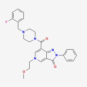 molecular formula C27H28FN5O3 B2508091 7-(4-(2-氟苄基)哌嗪-1-羰基)-5-(2-甲氧基乙基)-2-苯基-2H-吡唑并[4,3-c]吡啶-3(5H)-酮 CAS No. 1021210-52-5