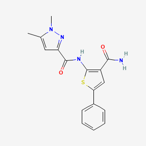 N-(3-carbamoyl-5-phenylthiophen-2-yl)-1,5-dimethyl-1H-pyrazole-3-carboxamide
