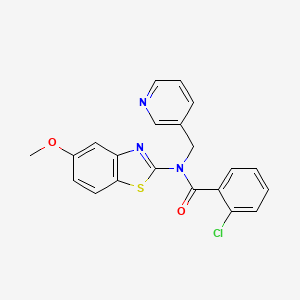 molecular formula C21H16ClN3O2S B2508097 2-氯-N-(5-甲氧基苯并[d]噻唑-2-基)-N-(吡啶-3-基甲基)苯甲酰胺 CAS No. 895411-22-0