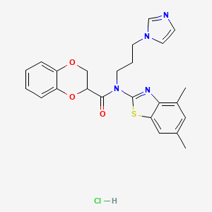 molecular formula C24H25ClN4O3S B2508108 N-(3-(1H-イミダゾール-1-イル)プロピル)-N-(4,6-ジメチルベンゾ[d]チアゾール-2-イル)-2,3-ジヒドロベンゾ[b][1,4]ジオキシン-2-カルボキサミド塩酸塩 CAS No. 1217074-61-7