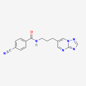 molecular formula C16H14N6O B2508122 N-(3-([1,2,4]三唑并[1,5-a]嘧啶-6-基)丙基)-4-氰基苯甲酰胺 CAS No. 2034324-43-9
