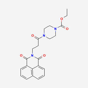 molecular formula C22H23N3O5 B2508127 Ethyl 4-(3-{2,4-dioxo-3-azatricyclo[7.3.1.0^{5,13}]trideca-1(12),5,7,9(13),10-pentaen-3-yl}propanoyl)piperazine-1-carboxylate CAS No. 326907-79-3