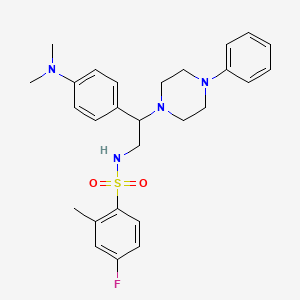 N-(2-(4-(dimethylamino)phenyl)-2-(4-phenylpiperazin-1-yl)ethyl)-4-fluoro-2-methylbenzenesulfonamide