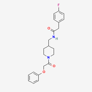 molecular formula C22H25FN2O3 B2508139 2-(4-fluorophenyl)-N-((1-(2-phenoxyacetyl)piperidin-4-yl)methyl)acetamide CAS No. 1234879-70-9