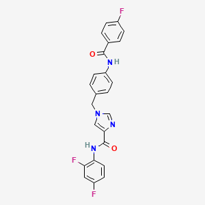 molecular formula C24H17F3N4O2 B2508145 N-(2,4-Difluorophenyl)-1-[[4-[(4-fluorobenzoyl)amino]phenyl]methyl]imidazole-4-carboxamide CAS No. 2320924-85-2