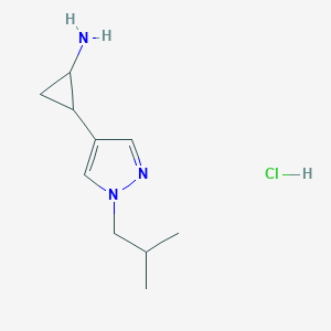 molecular formula C10H18ClN3 B2508149 2-[1-(2-methylpropyl)-1H-pyrazol-4-yl]cyclopropan-1-amine hydrochloride CAS No. 1822829-87-7