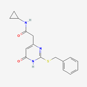 2-(2-(benzylthio)-6-oxo-1,6-dihydropyrimidin-4-yl)-N-cyclopropylacetamide