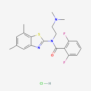 molecular formula C20H22ClF2N3OS B2508161 N-(2-(dimethylamino)ethyl)-N-(5,7-dimethylbenzo[d]thiazol-2-yl)-2,6-difluorobenzamide hydrochloride CAS No. 1052535-11-1