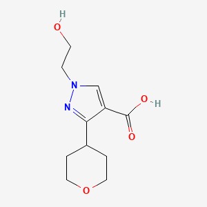 1-(2-Hydroxyethyl)-3-(oxan-4-yl)pyrazole-4-carboxylic acid