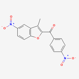 molecular formula C16H10N2O6 B2508198 (3-Methyl-5-nitro-1-benzofuran-2-yl)(4-nitrophenyl)methanone CAS No. 400076-08-6