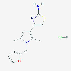 molecular formula C14H16ClN3OS B2508211 4-[1-(2-furylmethyl)-2,5-dimethyl-1H-pyrrol-3-yl]-1,3-thiazol-2-amine hydrochloride CAS No. 1171580-10-1