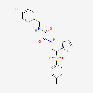 molecular formula C22H21ClN2O4S2 B2508214 N1-(4-chlorobenzyl)-N2-(2-(thiophen-2-yl)-2-tosylethyl)oxalamide CAS No. 896339-48-3