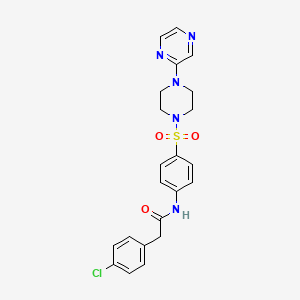 molecular formula C22H22ClN5O3S B2508216 2-(4-chlorophenyl)-N-(4-((4-(pyrazin-2-yl)piperazin-1-yl)sulfonyl)phenyl)acetamide CAS No. 1049530-97-3
