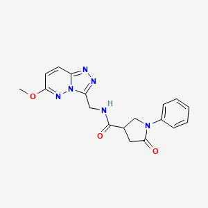 molecular formula C18H18N6O3 B2508224 N-({6-甲氧基-[1,2,4]三唑并[4,3-b]哒嗪-3-基}甲基)-5-氧代-1-苯基吡咯烷-3-甲酰胺 CAS No. 2097869-48-0