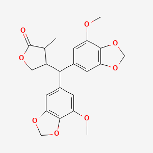 molecular formula C22H22O8 B2508226 4-[双(7-甲氧基-1,3-苯二氧杂环-5-基)甲基]-3-甲基氧杂环-2-酮 CAS No. 129341-09-9